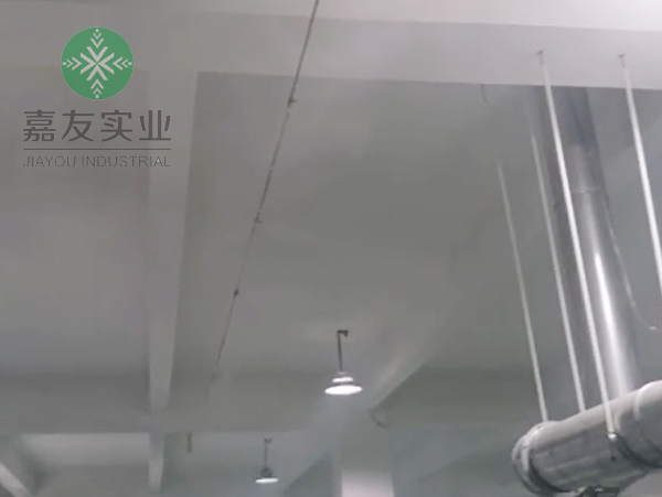 杭州辉达为聚优非织造材料纺织车间安装雾化加湿系统